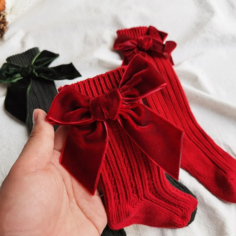 Weihnachts Kniestrümpfe mit Schleife