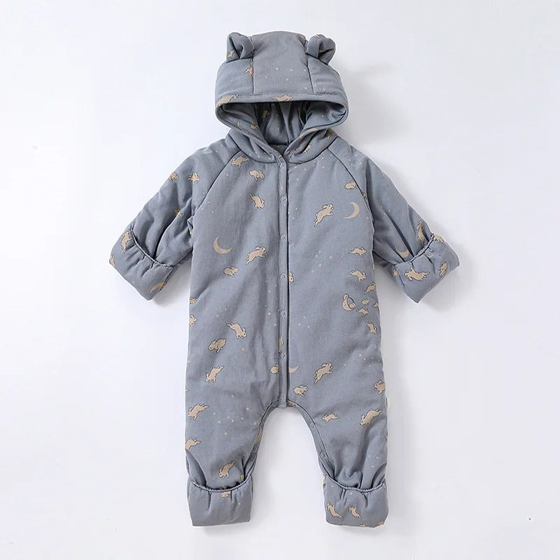 Baby Sweat Overall mit Kapuze mit Print