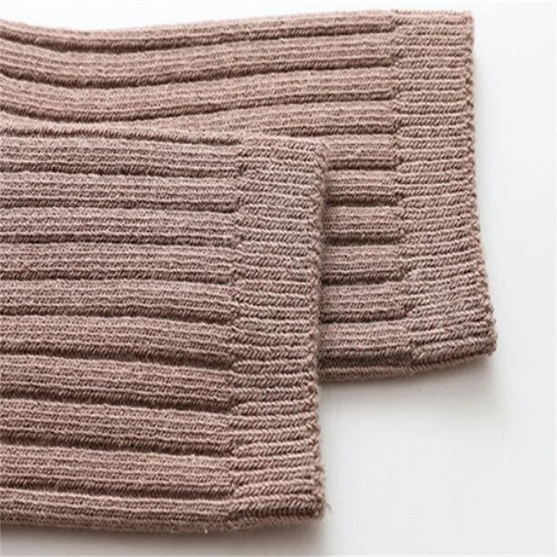 5er-Set einfarbiger Baby-Socken aus reiner Baumwolle - Curry/ Blau