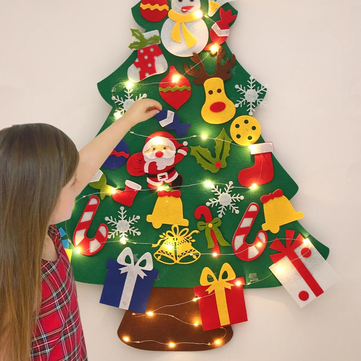 DIY Kinder Filz-Weihnachtsbaum mit Licht