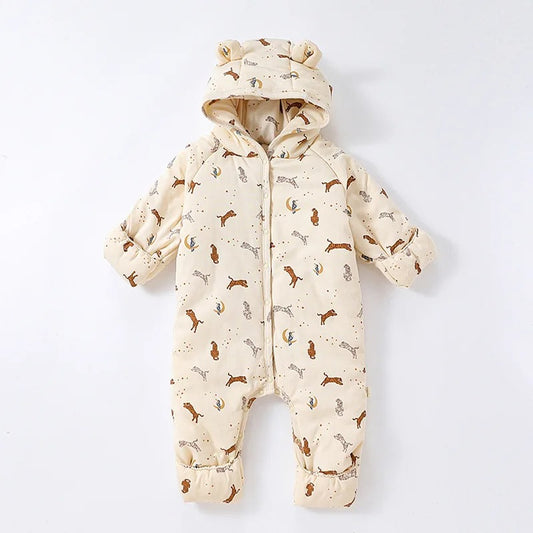 Baby Sweat Overall mit Kapuze mit Print